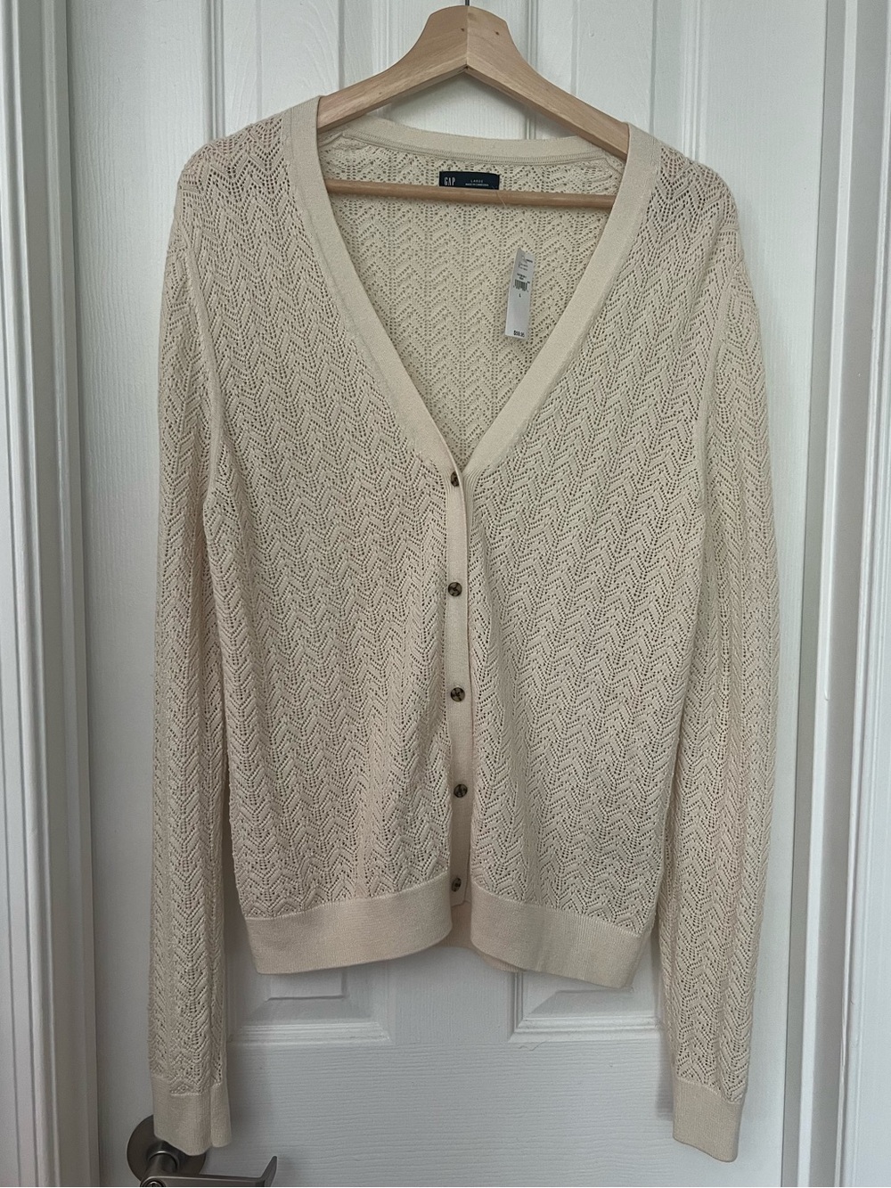 GAP Cream Knit V Neck Cardigan